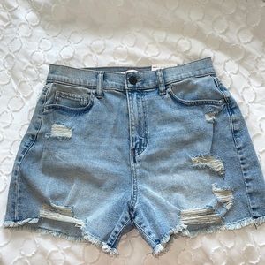 High rise boyfriend midi shors